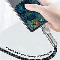 Nouveau câble USB-C en alliage d'aluminium 2026 avec rotation à 180 degrés, 5A PD240W, gaine en nylon tressé, câble de charge rapide et de transfert de données pour ordinateur
