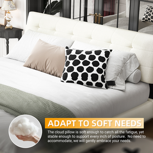 Modern <b>Queen</b> <b>Size</b> Adjustable <b>Bed</b> Frame Tufted Teak Wood Headboard Ultra-Soft Chenille Upholstery Eco-Friendly Convertible Design - Product Image 6