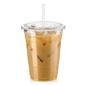 Vendita calda bicchieri di plastica trasparente con coperchio sorso senza cannuccia 12oz 16oz 20oz caffè soda per bere tazze per andare tazze