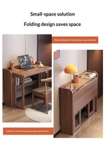 Bureau pliable extensible en bois de caoutchouc massif pour étudiant, idéal pour la maison, la chambre, l'ordinateur, l'écriture, modèle compact de bureau ZDZ96