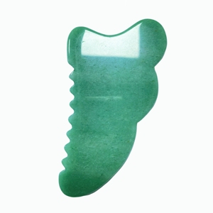 Premium Green Aventurine Gua Sha Massager Wave-Shape Facial Sculpting Tool with Ridged Side for Puffiness Relief - Product Image 1