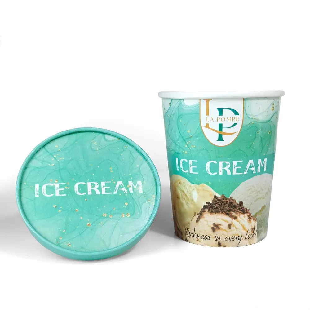 Boîtes d'emballage rondes pour yaourt Conteneur de glace Sundae congelé pour crème glacée, gobelet en papier de crème glacée en carton écologique Push Up