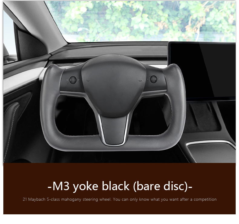For Tesla Model 3 Yoke S X Model Y Carbon Fiber Leather Car Steering Wheel