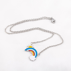 Yunnique – collier avec pendentif nuage arc-en-ciel, dessin animé, en acier inoxydable, bijoux cadeau unisexe - Product Image 4