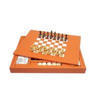 Jeu de société classique 3-en-1 : Backgammon, jeu de lames et jeux traditionnels, plateau en cuir, jouet de voyage 18 pouces pour enfants et adultes