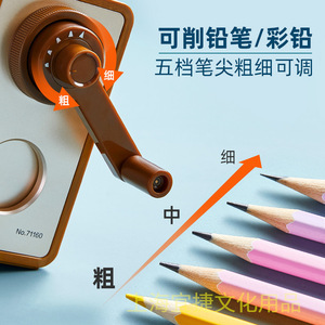 Deli Pencil Sharpener Manual Hand Crank Wooden Design For Students School Use - Product Image 4