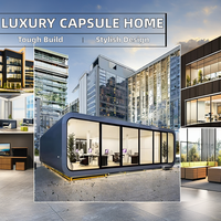 Capsule mobile commerciale de luxe, maison sur roues, design en verre trempé, panneau sandwich en acier, aménagée pour usage extérieur (école, boutique)