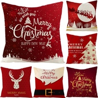 Coussin décoratif d'extérieur en forme de renne rouge d'hiver, housses de coussin de Noël pour la décoration de Noël avec des flocons de neige