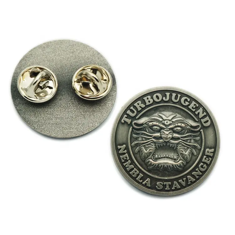 factory customized pin badges decoration antique custom retro 3D logo metal badges lapel pin