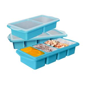 BPA Free 2 atau 4 cangkir silikon Freezer makanan cetakan baki Build-in baja tahan karat untuk sup es batu dengan tutup untuk penyimpanan Sup Makanan - Product Image 1