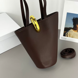 Nouveau style de sac à main asymétrique personnalisé en forme de panier à légumes, en cuir véritable avec boucle dorée, sacs à main pour femmes - Product Image 6