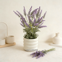 Lavender Palsu Realistis dalam Pot Semen |   Bunga Pot Artifisial untuk Dekorasi Taman Hotel Dalam dan Luar Ruangan