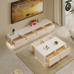 Meuble TV moderne de style minimaliste blanc, meuble de divertissement multimédia <span class=keywords><strong>pour</strong></span> le salon - Product Image 3