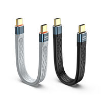 Kabel Data USB4 PD240W Pengisian Cepat Transmisi 40GB Tipe-C Fungsi Lengkap untuk 4 Hard Disk Flat Double-Head Selubung TPE