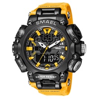 Montres de sport numériques SMAEL CHARM pour hommes 8053 Quartz 5BAR résistantes à l'eau, résistantes aux chocs, alarme, chronomètre, affichage LED