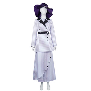 Vestido de cosplay de la película Titanic Rose para mujer, disfraz de época eduardiana con rayas blancas, abrigo para fiesta de Halloween, traje para actuación. - Product Image 5
