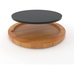 Tabla de cortar redonda de bambú con superficie de piedra para servir carne, queso y desayuno - Product Image 1