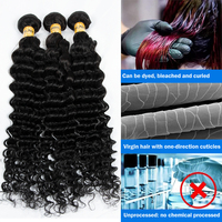 Extensions de cheveux humains Deep Wave avec closure, 100 % naturels, non traités, effet mouillé et ondulé, les plus demandées