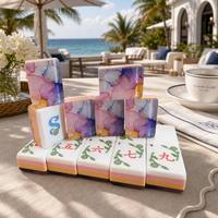 Tuiles de Mahjong Américain en Acrylique Sculpté, Pliables et Colorées, Motif Floral, pour 4 Joueurs, Idéales pour les Loisirs, le Divertissement et les Fêtes