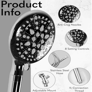Adjustable Filtered Shower Head with Handheld 9 Unique <b>Sprayer</b> Function Rainfall Head Detachable High <b>Pressure</b> Showerhead - Product Image 4
