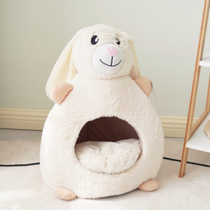 Rabbit Cat <b>House</b> Round Faux Fur Soft Cat <b>Bed</b> For Indoor Cats Winter Warmth Pet <b>Bed</b> - Product Image 4