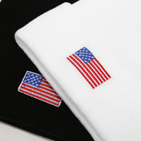 En stock drapeau américain des États-Unis bonnets patriotiques brodés bonnet en tricot à revers bonnet plié pour la plage et les voyages