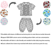 Ensemble 2 pièces personnalisé OEM ODM pour bébé et tout-petit, imprimé panda, col Peter Pan, haut à manches courtes et pantalon lanterne, tenue décontractée pour enfants
