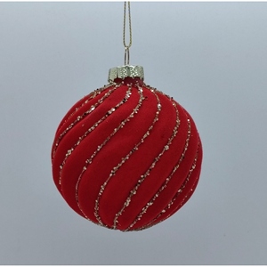 BOLA DE VIDRIO ROJA/DORADA DIAM. 8 cm - Product Image 1