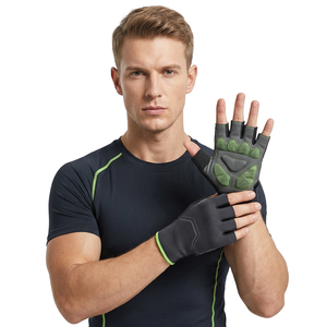 Men Half <b>Finger</b> Fitness Gloves PU Material Non Slip Breathable Adjustable Wrist <b>Strap</b> for Gym Weight Lifting - Product Image 1