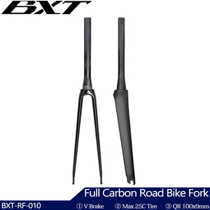 <span class=keywords><strong>Fourche</strong></span> de vélo de route <span class=keywords><strong>BXT</strong></span> entièrement en carbone 700C, <span class=keywords><strong>fourche</strong></span> à frein V, QR 100x9mm, tube conique 39,8mm, compatible avec le cadre <span class=keywords><strong>BXT</strong></span>-045 Track - Product Image 1