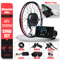Kit de Conversión de Bicicleta Eléctrica de 60V 2000W, Motor de Cubo Trasero sin Escobillas de 26\", 27.5\", 28\", 29\", 700C para Conversión de Bicicleta Eléctrica