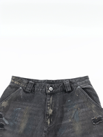 Jean droit pour homme Huanqiu, style rétro, denim déchiré, design graffiti écologique, décontracté, tendance urbaine