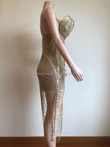 Ropa Femenina <span class=keywords><strong>Moda</strong></span> 2025 Vestido Corto Brillante con Lentejuelas Doradas y Borlas Estilo Y2k Ropa de Mujer Vestidos Clásicos Sexys y Elegantes para Mujer - Product Image 3