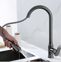 Luxe gris 304 acier inoxydable mitigeur eau chaude froide mitigeur ressort 360 Rotation tirer vers le bas robinet d'évier de cuisine intelligent