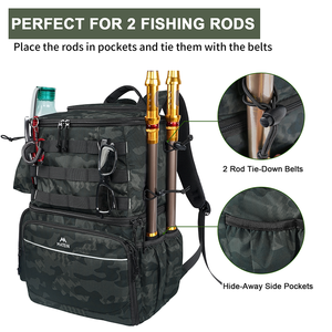 Mochila de aparejos de pesca <span class=keywords><strong>MATEIN</strong></span> con nevera, bolsa de pesca grande con soportes de caña para 4 bandejas - Product Image 4