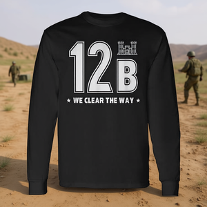 T-shirt à manches longues 12 Bravo Army Combat Engineer, style militaire décontracté, imprimé en sérigraphie, pour le sport et les jeux - Product Image 4