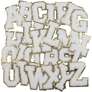 Glitter Iron On adesivo ciniglia Letter Patch Iron On Letters White Large Greek Letter Patch