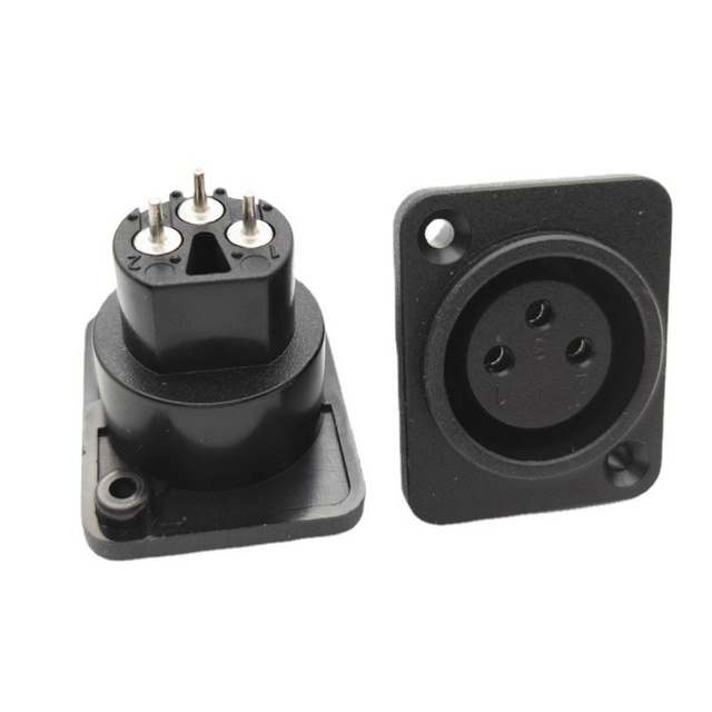 Audio XLR 3 Pin Female Socket Connector 3 Pin XLR Female Connector Panel Square 26*31.8mm XLR 3 Pin Female Socket Panel Mout