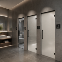 Porte de salle de bain en aluminium à cadre fin, résistante à l'humidité, sur mesure, pour la rénovation d'hôtels de luxe, fabricant, grossiste