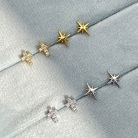 Pendientes de Cruz Minimalistas Chapados en Oro con Aguja de Cobre y Plata Vintage, Regalo Moderno para Mujer, Lujo Ligero, Sencillos y Sofisticados