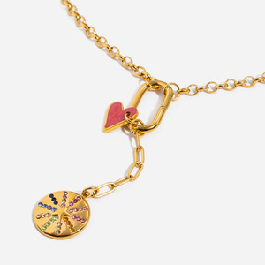 Collier en acier inoxydable doré avec pendentif étoile et cœur pour cadeau - Product Image 1