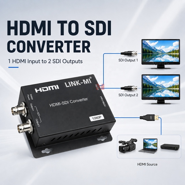 HDMI to SDI Converter Dual SDI Output 1080P 3G HD SD SDI Video Signal Converter with Embedded Audio