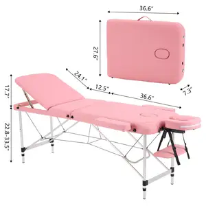 Direct Manufacturer's Sale of Pink Tattoo Massage Table Adjustable Height Mobile Spa Bed Second-Hand Massage Tables & Beds