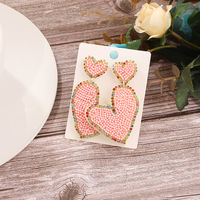 Mode fait à la main déclaration bijoux perle de rocaille coeur mignon saint valentin femmes boucles d'oreilles pour cadeau