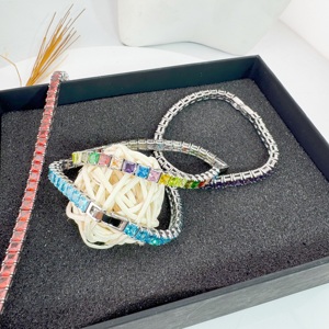 Pulsera y Collar <span class=keywords><strong>de</strong></span> Acero Inoxidable con Baño <span class=keywords><strong>de</strong></span> Oro <span class=keywords><strong>de</strong></span> 14K, Diseño Cubo <span class=keywords><strong>de</strong></span> Tenis y Trébol <span class=keywords><strong>de</strong></span> Cinco <span class=keywords><strong>Hojas</strong></span>, 5mm VVS, Pasa Prueba <span class=keywords><strong>de</strong></span> Diamante, Joyería <span class=keywords><strong>de</strong></span> Oro <span class=keywords><strong>de</strong></span> Moda - Product Image 1