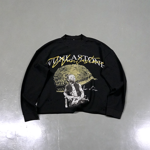 <strong>Waffle</strong> Thermal Long Sleeve <strong>Shirt</strong> Custom Printed Heavyweight Distressed Long Sleeve Streetwear t -<strong>shirt</strong> - Product Image 2