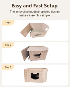 Felt Double-layer Cat House with Integrated Scratching Board Wear-resistant & Non-shedding Pet <b>Bed</b> - Product Image 2