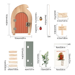 Kit de porte de fée en <span class=keywords><strong>bois</strong></span> DIY/personnalisable pour la décoration de <span class=keywords><strong>jardin</strong></span>/mur/arbre <span class=keywords><strong>avec</strong></span> échelle et accessoires pour enfants, décoration de <span class=keywords><strong>jardin</strong></span> de fée en <span class=keywords><strong>bois</strong></span> - Product Image 6