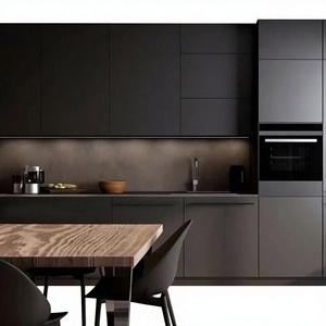 Meubles de cuisine modulaires en bois massif, design tout-en-un, armoires à vin/salle à manger, îlot combiné, style européen/australien - Product Image 1
