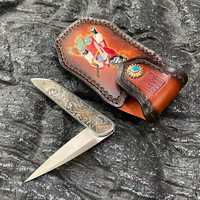 Couteau pliant en acier Bochen M390 avec manche en titane, couteau de poche coloré au laser, couteau tactique EDC pour l'extérieur avec étui en cuir de vache